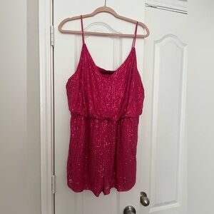 Pink Sequin Sleeveless Romper